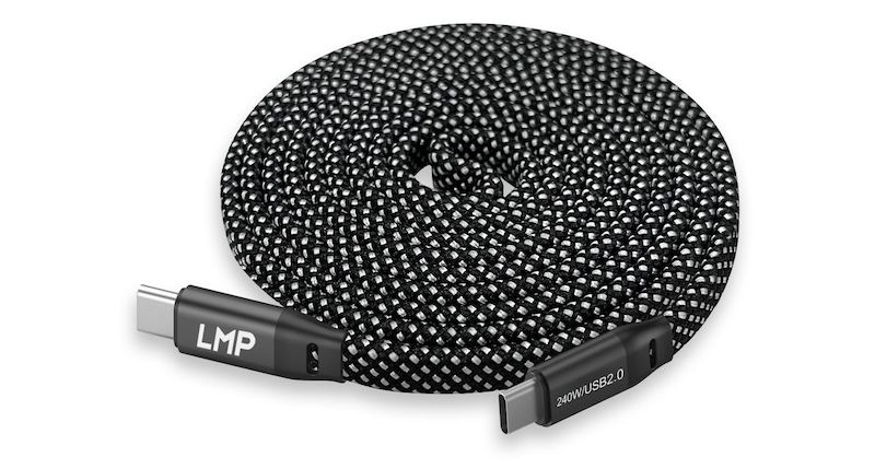 LMP USB-C – USB-C nabíjecí a datový kabel, až 240W samonavíjecí magnetický 1,5 m 30444