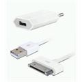 MacPower iPod/iPhone USB nabíječka a kabel  pro iPod 30pin a iPhone, bílá  retail balení - MP-IP-1PW-K