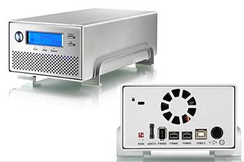 MacPower TAURUS RAID II R4 LCD Pleiades SATA box (2x 3.5 HDD) - FW 800 FW 400 USB 2.0 eSATA RAID 0, 1 , JBOD