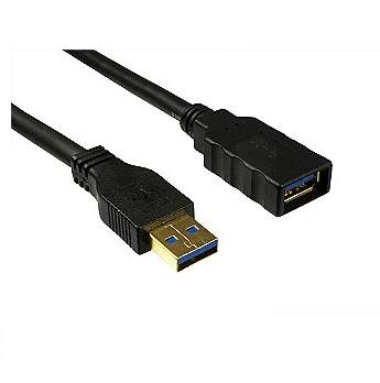 MacPower USB 3.0 prodlužovací kabel A/A 2m , černý, zlacené konektory, stíněný